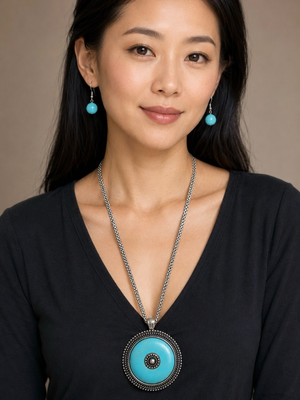 Hugia Store Jewelry Boutique Turquoise-Look Statement Necklace & Earrings Set